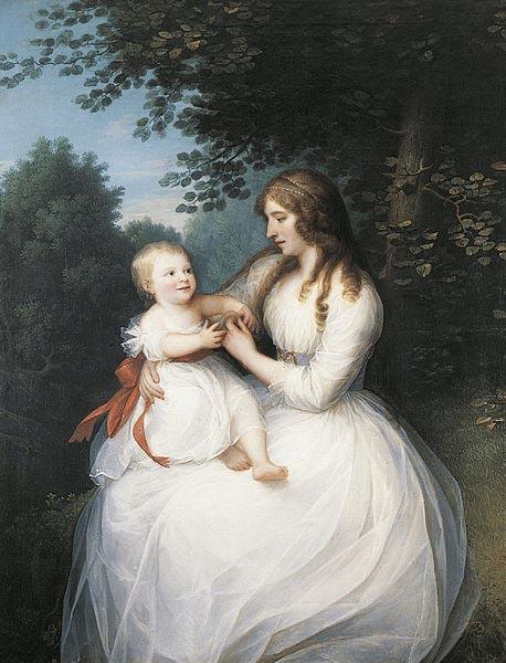 Erik Pauelsen Portrait of Friederike Brun with her daughter Charlotte sitting on her lap oil painting image
